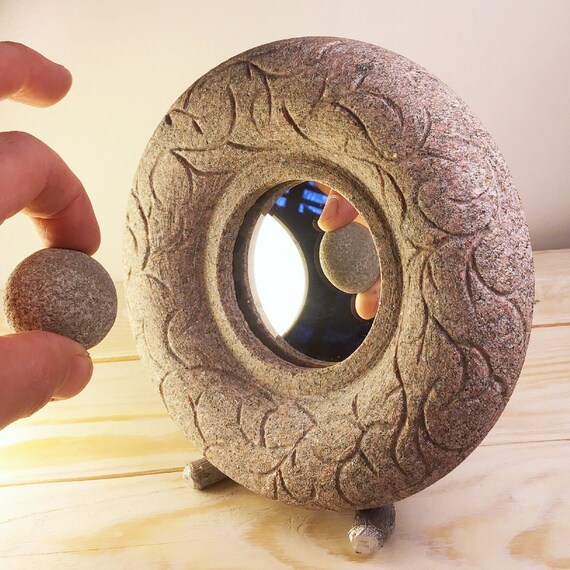 Mirror Wall Decor Stone Made Vintage Hand Mirror Sunburst Etsy