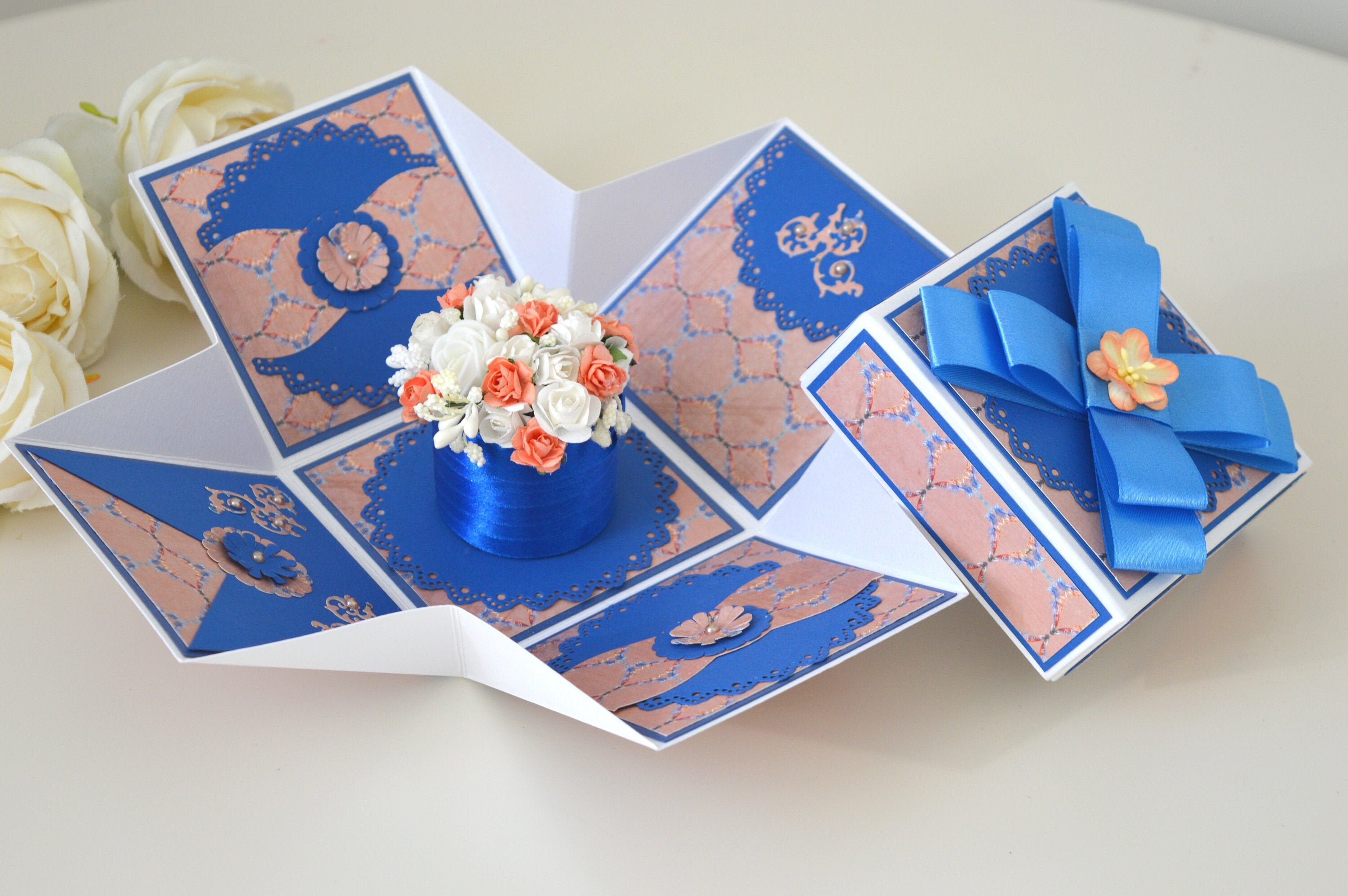 Surprise exploding box Exploding box card Explosion box card Unique Birthday card Floral Birthday card Floral explosion box card