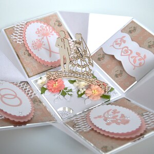 Carte de mariage explosion, carte de mariage surprise, carte de mariage explosion, carte de mariage, cadeau de jeunes mariés, idée de cadeau de mariage, carte de mariée et de marié