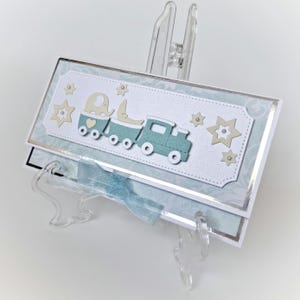 Enveloppe monétaire pour un garçon, Enveloppe pour 1er anniversaire, Enveloppe décorée avec un train, Cadeau de baptême, Enveloppe d'argent contre de l'argent
