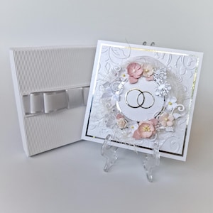 Cartão de casamento com uma caixa, Cartão de casamento elegante, Cartão de felicitações, Cartão de presente de casamento, Presente para recém-casados, Presente para casamento
