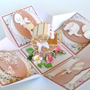 3D Baby Mädchen Karte, Überraschungs-Baby-Box-Karte, Baby-Explosions-Box, süße Baby Karte, Baby-Erwartungskarte, Karte für Neugeborene, Baby-Mädchen-Karten