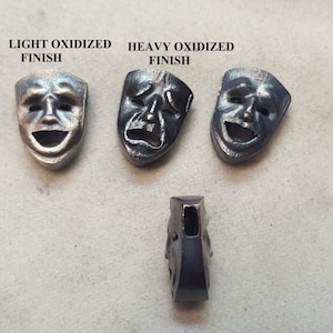 Maschera Commedia Tragedia Teatro pendente Solido .925 argento sterling fatto a mano con catena