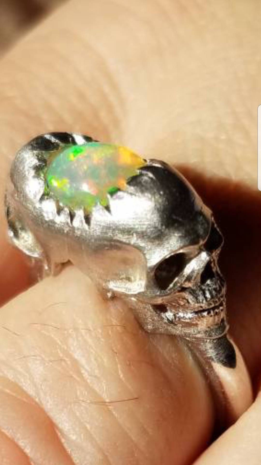 Unique Sterling Silver Skull Ring With Natural Ethiopian Opal .double Skull Ring Alternative Wedding Ring Etsy Canada