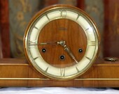 Vintage Rare 1930 39 s Lauffer German Mantel hump back Mantle Clock. Art Deco Style with Working Movement and Chimes (not Westminster)