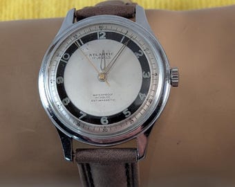 1960s Atlantic Super Swiss Men's Watch Retro Style New Band Manual Wind