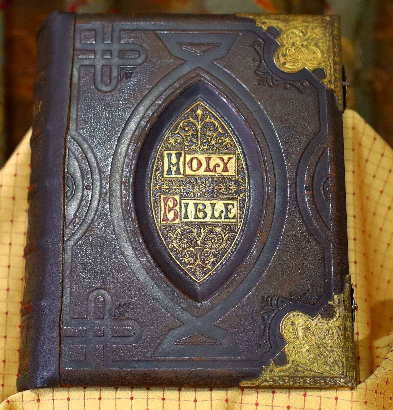 Antique LARGE Leather Holy Bible 1800s GREAT Repaired Etsy