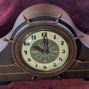 Vintage General Electric Mantle Clock: Retro 1930s Wood Case, Quartz Movement