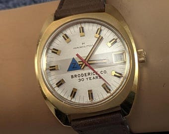 Vintage 1970s Hamilton Electronic Watch: Swiss Hybrid Movement, Retro Logo Design