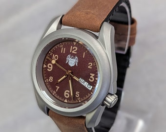 Sphinx 1927 Red Dial Automatic Watch: Seiko Movement, Barton Leather Band