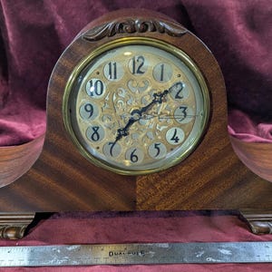 Ca 1930s Revere Telechron Mantle Clock - Converted to Modern Quartz Movement Beautiful Retro Wood Style with Artistic Flair - Ready to Go