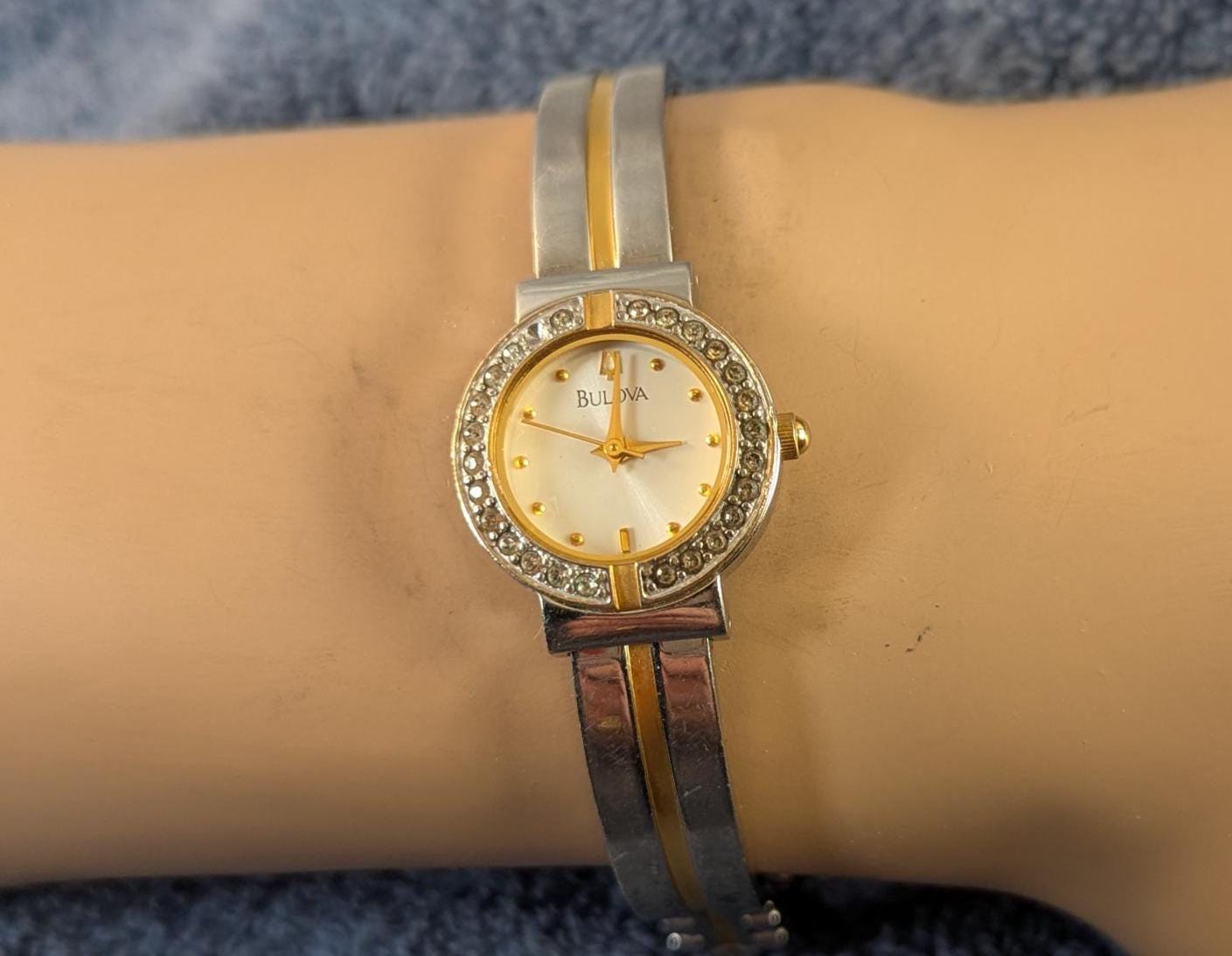 Bulova Vintage Women\'s Gold and Silver Watch with Crystal Accents Ladies main image 4