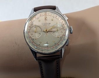 Working 1950s Charles Nicolet Tramelan Chronograph Men's Watch Landeron Calibre 39 Movement