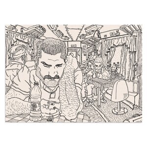 The Train Restaurant,  portrait of an Iranian man with moustache travelling by train in Iran, from Persian Gulf to Tehran