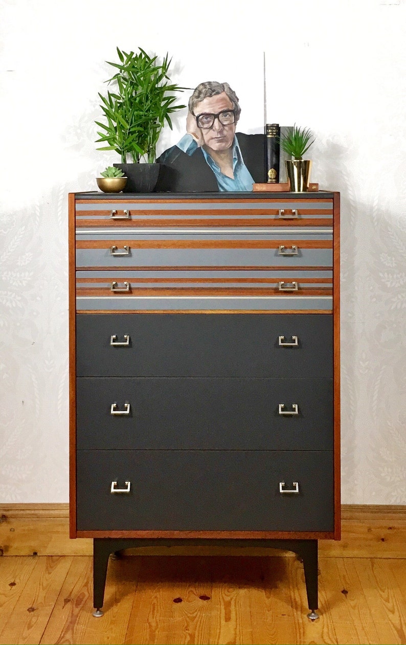 Chest Of Drawers Tall By Nathan Furniture 1960 S Vintage Retro Bedroom Furniture Grey Painted Furniture Retro Design Nathan Tall Draw
