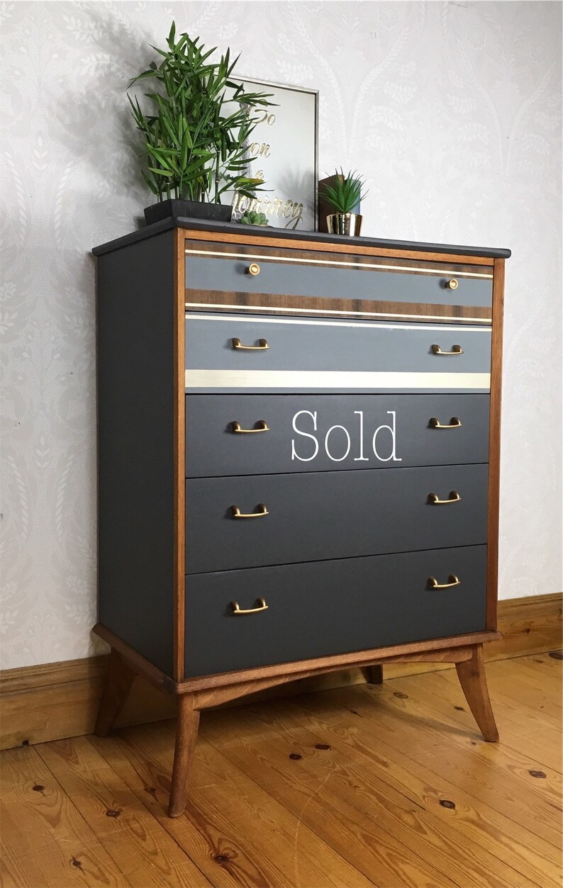 Sold Sold Sold Tall Chest Of Drawers 1960 S Vintage Retro Bedroom Furniture Painted Furniture Retro Design Dovetail Joints Tall Stor