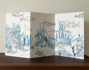 Under the Sea, Double Sided Luxury Concertina Greetings Card