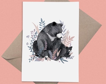 Watercolour Bear Family: A5 Luxury Greetings Card and Art Print