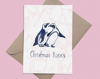 Christmas Kisses, A5 Penguins Luxury Christmas Card