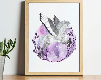 Pegasus: Mythical Flying Horse A4 Signed Artist Print