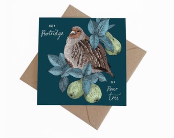 Partridge in a Pear Tree || First Day of Christmas || Holiday Card || Christmas Card