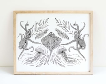 Symmetrical Ray: Coastal A4 Signed Artist Print. Imperfect Symmetry Collection
