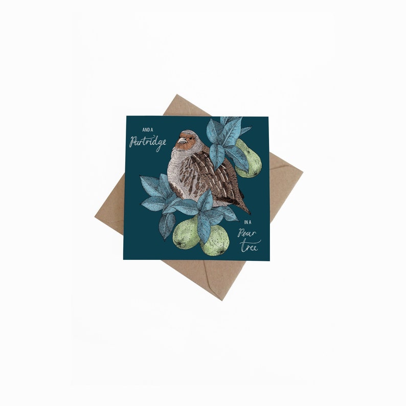 Partridge in a Pear Tree First Day of Christmas Holiday Card Christmas Card image 1