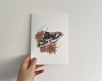 Empress: Mystical Emperor Moth A5 Blank Greetings Card and Art Print