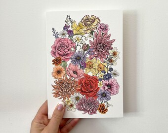 A Year in Bloom, Floral A5 Print and Greetings Card