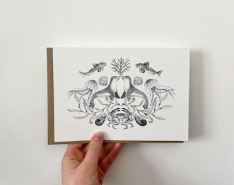 Symmetrical Seals: Marine A5 Luxury Artist Print and Greetings Card