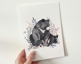 Watercolour Bear Family: A5 Luxury Art Print and Greetings Card