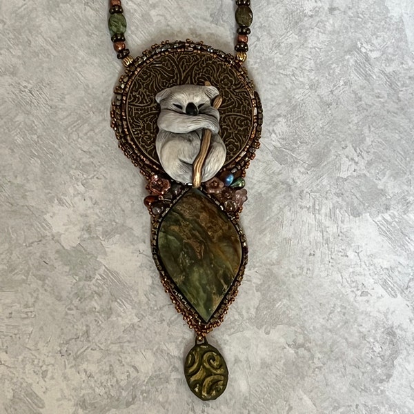 Koala & Rainforest Jasper Necklace