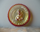All The World Loves A Clown Glass Plate, Mosser Orange Carnival Glass Clown Dish, Free Shipping