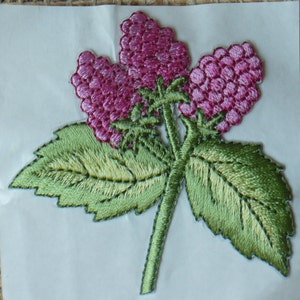Vintage Raspberry Embroidered Patch Applique, Wildflower Sticker Patch, TheEarlyBirdFinds