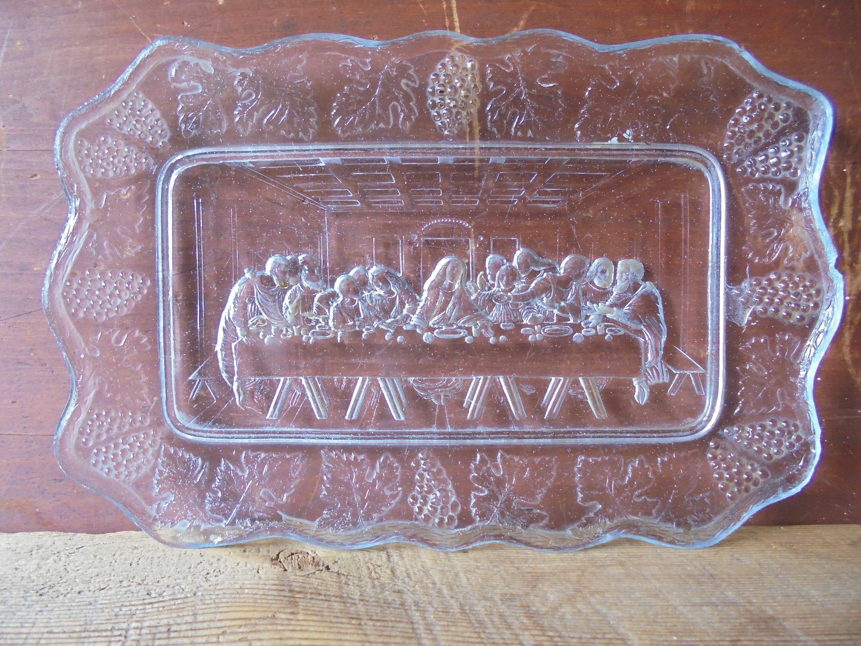 Vintage Glass Plate the Last Supper Vintage Serving Platter Etsy