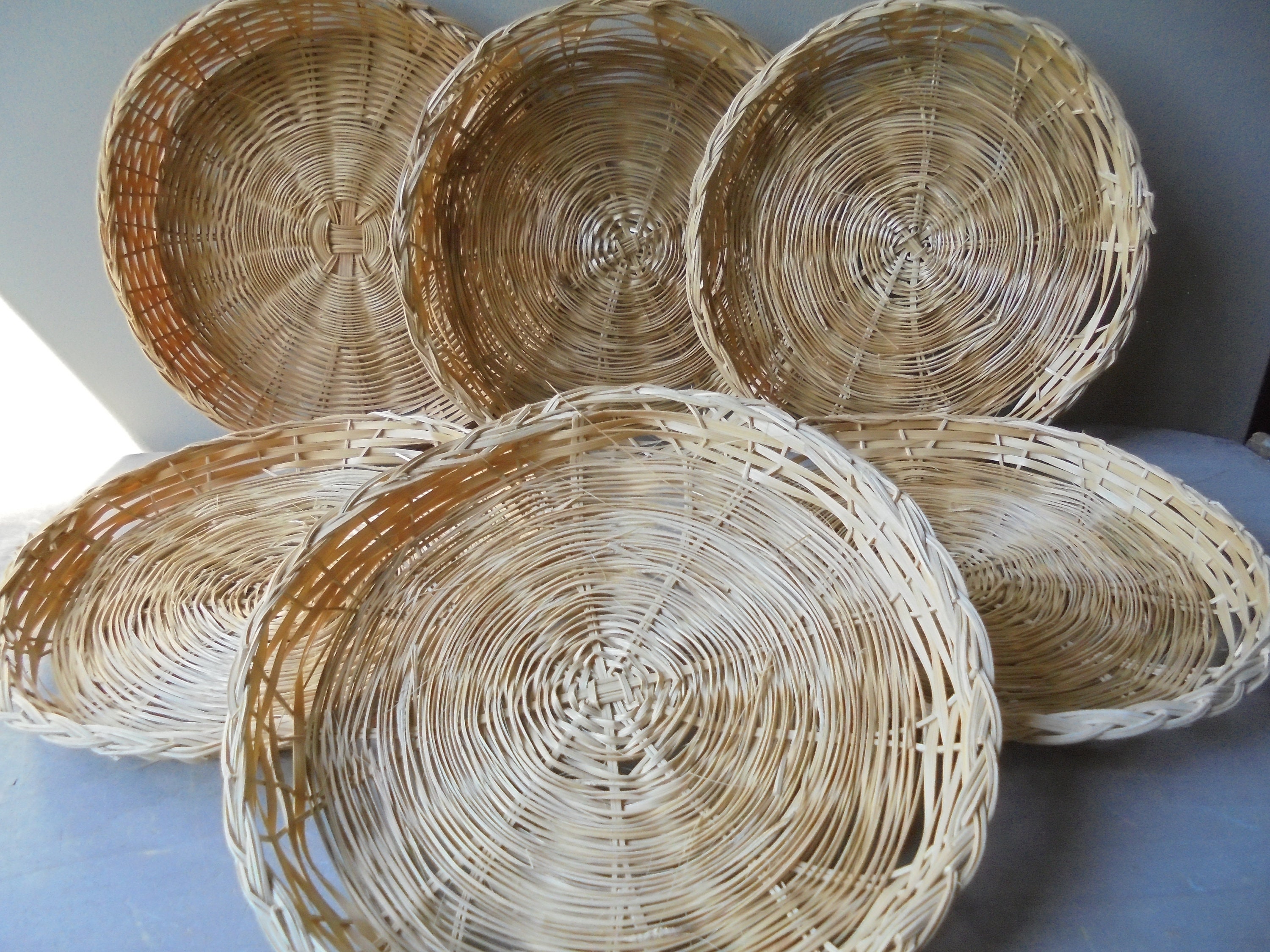 Vintage Paper Plate Holder Set of Six Wicker Paper Plate Etsy