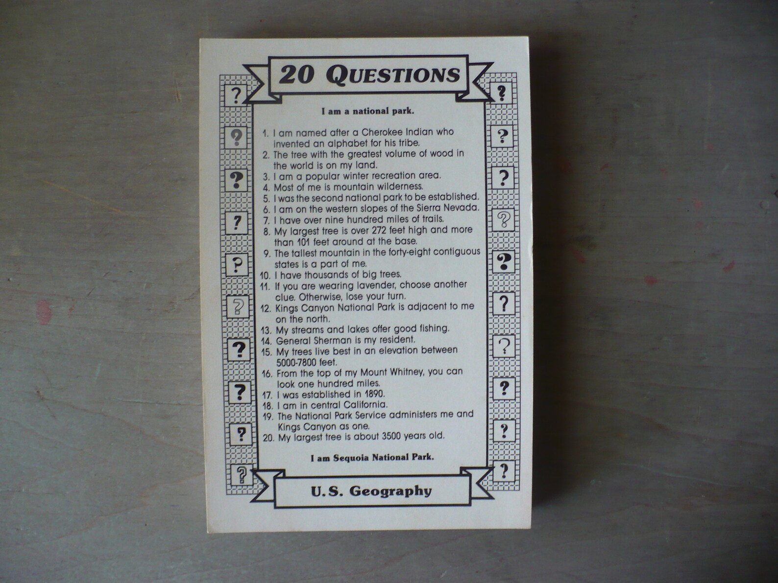 20 Questions Card Game Educational Card Game Vintage Family Etsy