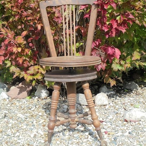 Antique Piano Stool with Seat Back, Claw Foot Adjustable Stool, Vintage High Back Ball and Claw Foot Organ Seat, TheEarlyBirdFinds