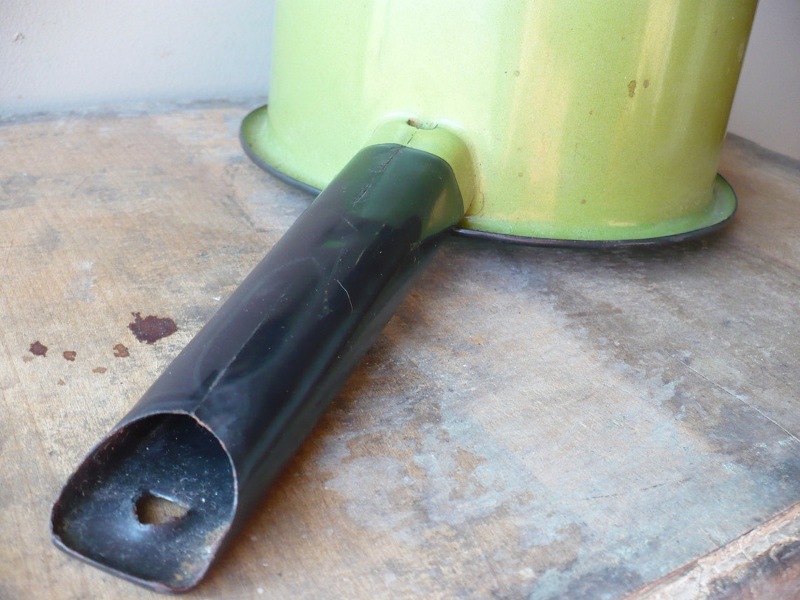 Vintage Green Enamel Saucepan Vintage Cookware Black and Etsy