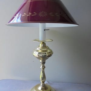Vintage Brass Lamp with Metal Lamp Shade, Vintage Metal Table Lamp, Vintage Lighting, TheEarlyBirdFinds