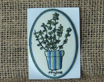 Thyme Plant Embroidered Patch Applique Sticker, Garden Gift, Potted Plant Patch, Free Shipping, TheEarlyBirdFinds