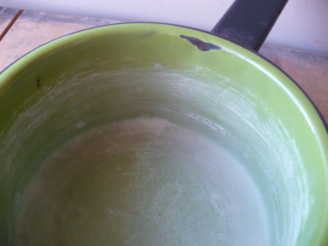 Vintage Green Enamel Saucepan Vintage Cookware Black and Etsy