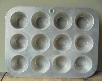 Vintage Mirro Muffin Tin, Vintage Kitchen Baking Tool, 12 Count Mini Cupcake Pan, TheEarlyBirdFinds