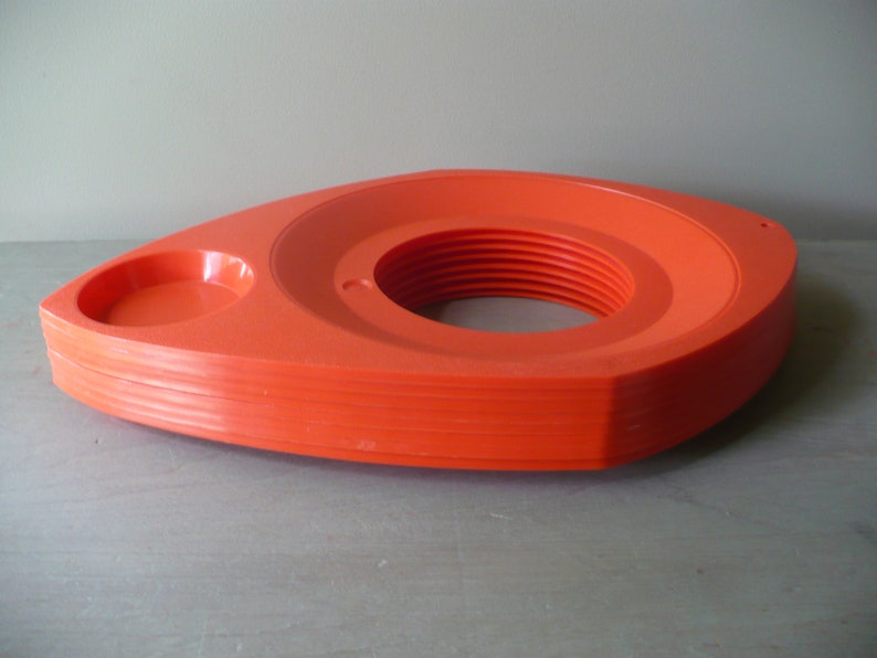 Orange Plastic Paper Plate Holders Set of Eight Vintage Food Etsy