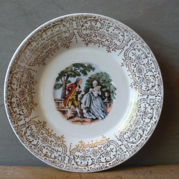 Sebring Pottery Co Chantilly Saucer, Vintage China Plate, Warranted 22 K Gold, TheEarlyBirdFinds