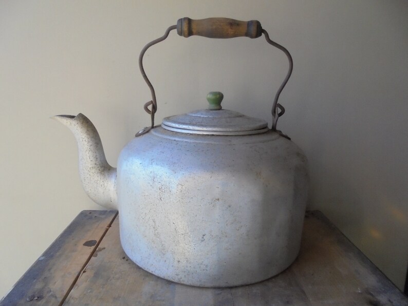 Vintage Tea Kettle Vintage Wood and Metal Tea Kettle Vintage Etsy