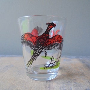Vintage Shot Glass, Set of Three Pheasant Hunting Shot Glasses, TheEarlyBirdFinds