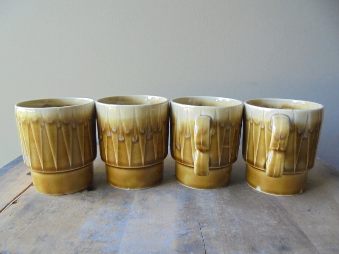 Vintage Mustard Yellow Coffee Mug Yellow Stackable Coffee Etsy Australia