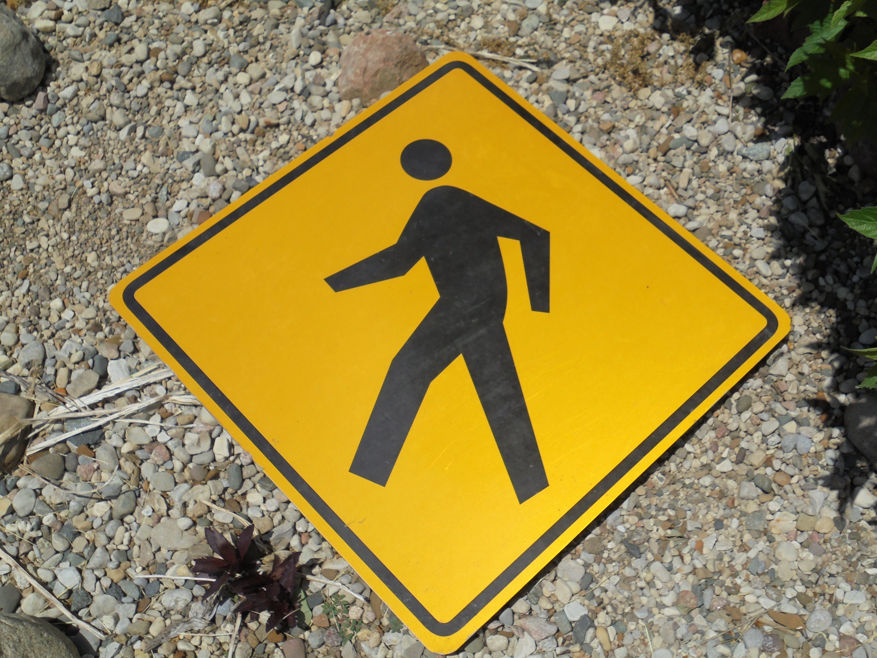 Authentic Vintage Metal Retired Yellow School Crossing Pedestrian