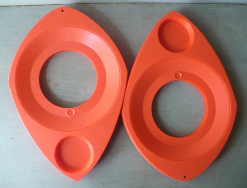 Orange Plastic Paper Plate Holders Set of Eight Vintage Food Etsy
